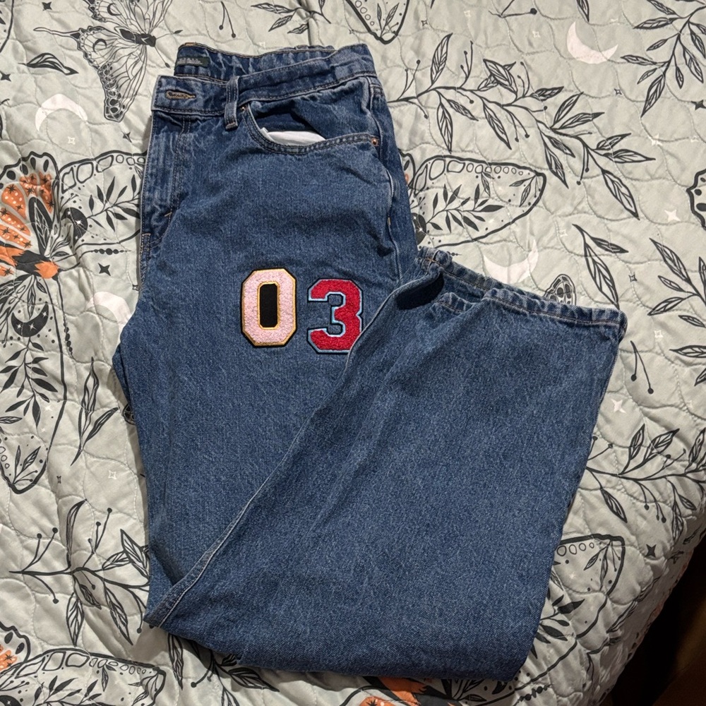 Wild Fable Blue dad Jeans with Patches - Picture 3 of 5